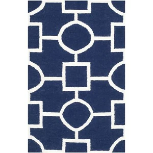 Safavieh Flat weave Wool Navy/ Ivory Area Rug 3' x 5' - Picture 1 of 1