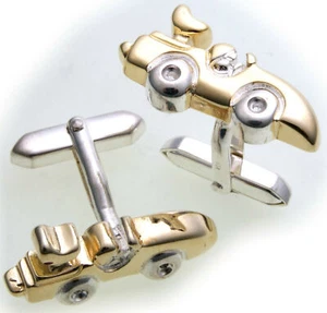 1 Gemelli Vero Argento 925 Auto Formula Corsa Dorati Argento Sterling - Foto 1 di 2