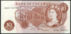 Bank of England, J.S. Fforde, 10 shillings, [1967], D38 series, last run, AUNC - Picture 1 of 2