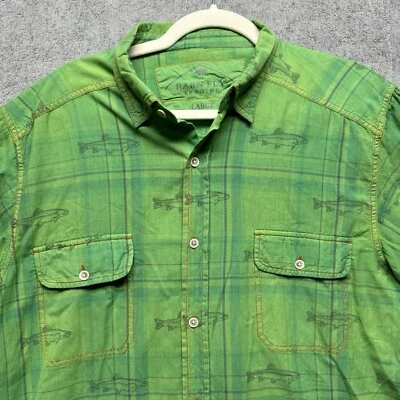 Camisa de comercio de moscas de granero para hombre grande verde tareas peces vaquero occidental rancho utilitario Foto 1 de 4