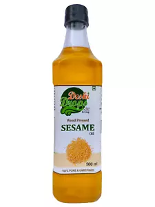 Deshi Drops Pure & Unrefined Cold Pressed Virgin Sesame Oil | 500 ML - Picture 1 of 3