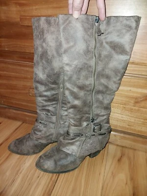 Botas altas Jellypop para mujer Carrly marrón aspecto desgastado, cremallera lateral, talla 8,5 Foto 1 de 4