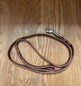 Vintage Brown Leather Dog Lead Leash w/Swivel Clip, 45" Long, 1/2" Wide