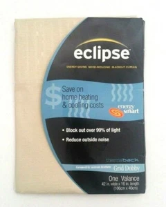 Eclipse Thermaback Grid Dobby Window Valance Energy Efficient Creme 42"W x 16"L - Picture 1 of 4