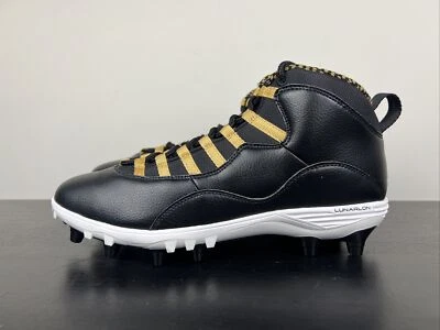 尺码 11.5 耐克 Air Jordan 10 TD Mid 足球鞋黑色/金色 CQ2073-007 — 第 1/4 张图片