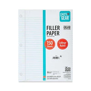 Pen+Gear College Ruled Filler Paper, 10.5" x 8", 150 Sheets (59156) - Picture 1 of 5