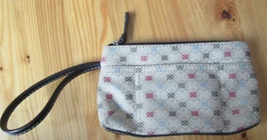 Villager Wristlet Brown/Tan Textile Top Zip Credit Card Pockets Good Preowned - Picture 1 of 9