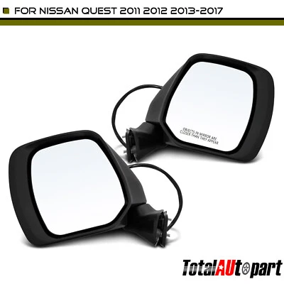 2Pcs Black Power Mirror for Nissan Quest 2011 2012 2013-2017 Driver & Passenger - Image 1 of 4