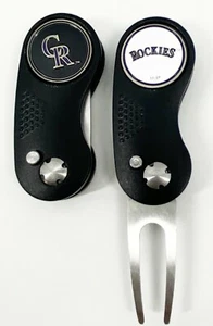 GOLF SWITCHBLADE Colorado Rockies DIVOT REPAIR TOOL + Ballmarker Black - Picture 1 of 1