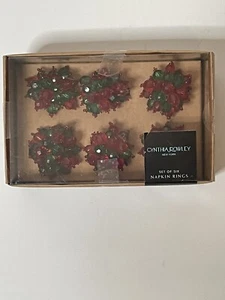 Cynthia Rowley Perlen Serviettenringe Weihnachten Urlaub rot grün rund 6er Set - Bild 1 von 2