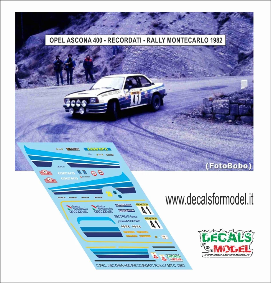 DECALS 1:43 OPEL ASCONA 400 CONRERO RECORDATI RALLY MONTECARLO 1982 - Immagine 1 di 1