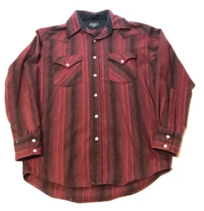 Pendleton Canyon 100% Wool Pearl Snap LS Shirt Men’s Sz S Red Gray Lines Western - Picture 1 of 10