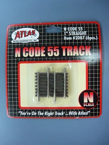 2007 Atlas N Scale Code 55 Track 1" Straight Sections (6) New - Picture 1 of 1