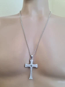 Stainless Steel Cross Lords Prayer in Spanish Necklace Jewellery For Men A846 - Picture 1 of 3