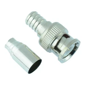 Connettore adattatore spina a crimpare maschio 1/100 BNC cavo coassiale RG59 RG58 RG6 - Foto 1 di 1