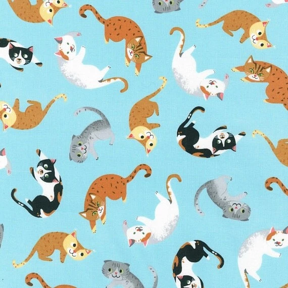 Tela para gatos - Lanzar bigotes y colas en azul brillante - Robert Kaufman YARD Foto 1 de 1