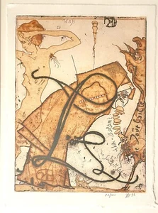 Horst Janssen (1929-1995) Grafik Farbradierung „Die Sau soll Leben“  1992, sign. - Bild 1 von 1