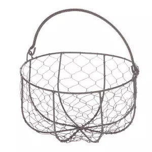 Brown Chicken Wire Storage Basket with Moveable Handle, 4.5"H x 8.375"D - Picture 1 of 8