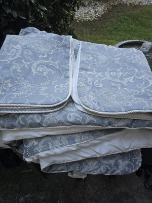 Edredón Corte de Versalles Cañón Azul Real Damasco Talla Reina con 2 Fundas Nuevo Foto 1 de 4