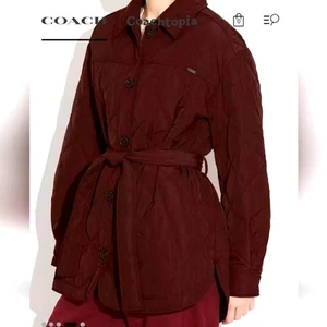 Nuevo con etiquetas Coach Chaqueta Acolchada Granate Con Cinturón Talla Extra Pequeña - Imagen 1 de 4