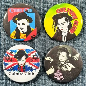 CULTURE CLUB Boy George 80s Music 2.25" Pinback Buttons New Wave Dance, 4 Pins - Picture 1 of 6