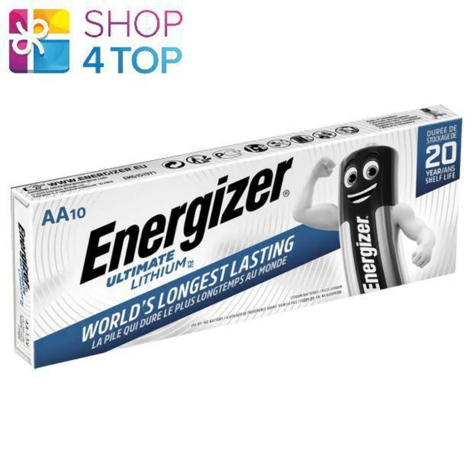 10 Energizer Aa Ultimate Lithium L91 Batteries 1.5V Mignon Stilo Lr6 NEW - Image 1 of 1