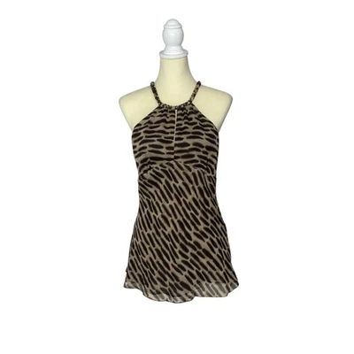 Michael By Michael Kors 100% Silk Animal Print Blouse Women's Size 10 Foto 1 de 4