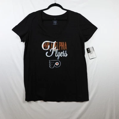 Camisa Philadelphia Flyers para mujer XL negra NHL hockey manga corta camiseta uva suave Foto 1 de 4