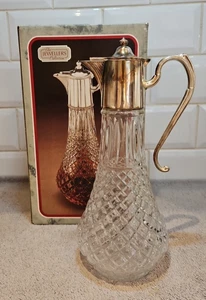 The Jeweller's Collection Glass Claret Jug with Silver Plated Mount 1980s Boxed - Picture 1 of 16