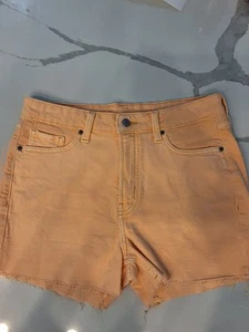 Old Navy High-Rise O.G. Straight Peach Denim Shorts Women’s Size 10 Frayed Hem - Picture 1 of 6