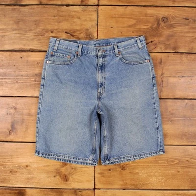 Vintage Levi's Denim Shorts 36 Levis 550 Hemmed Jorts Stonewash Bermuda Blue - Image 1 of 4