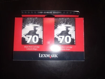 GENUINE Lexmark 70 Black Ink Cartridge (2) Twin Pack NEW SEALED 12A1970 Compaq - Image 1 of 4