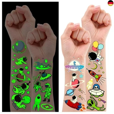 Leesgel Weltraum Tattoos für Kinder, 120 Stück Leucht Kindertattoos Weltraum K
