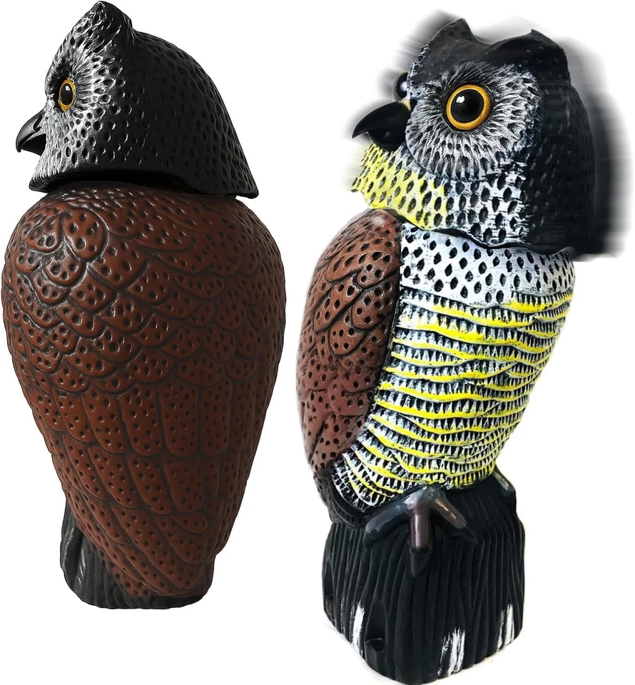 Isca de jardim coruja 15,5 pol. - Estátua de espantalho cabeça giratória para deter pássaros e esquilos - Imagem 1 de 3