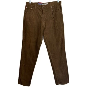 NEW Vintage 90's Bugle Boy 750 Gold Crest Corduroy Brown Pants 36X32 Tapered Leg - Picture 1 of 15