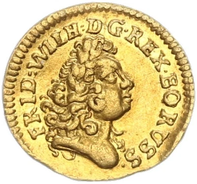 Brandenburg-Preußen Friedrich Wilhelm I. der Soldatenkönig 1/4 Dukat 1714 HFH vz - Изображение 1 из 3