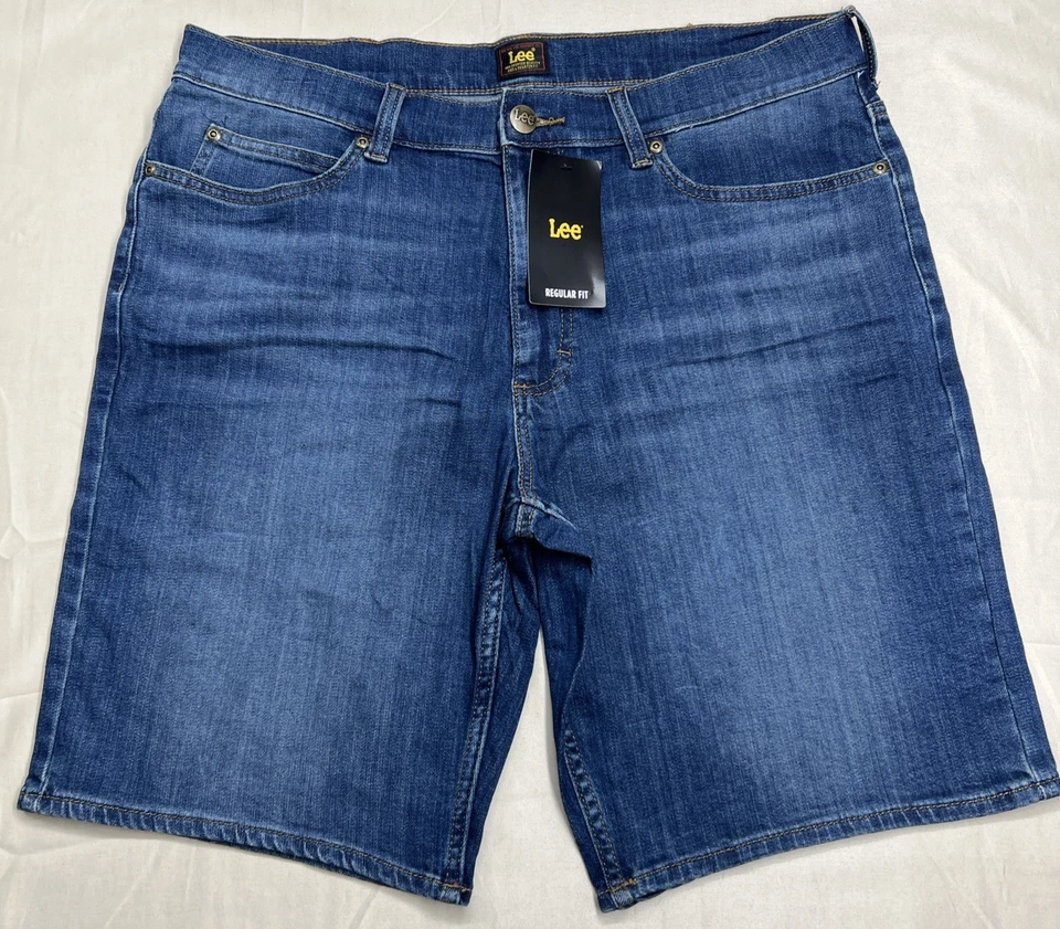 Lee Men's SIZE 36 Regular Fit Jean Shorts HAVOC BLUE Dark Wash 10" Denim #10725