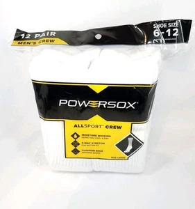 Paquete de 12 calcetines PowerSox Cushion Crew para hombre | Absorbe la humedad, ajuste cómodo - Imagen 1 de 14