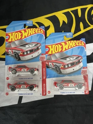 Hot Wheels ‘73 BMW 3.0 CSL Race Car 2021 Red Edition 1 Wheel Error Lot Of 3 - Image 1 of 4