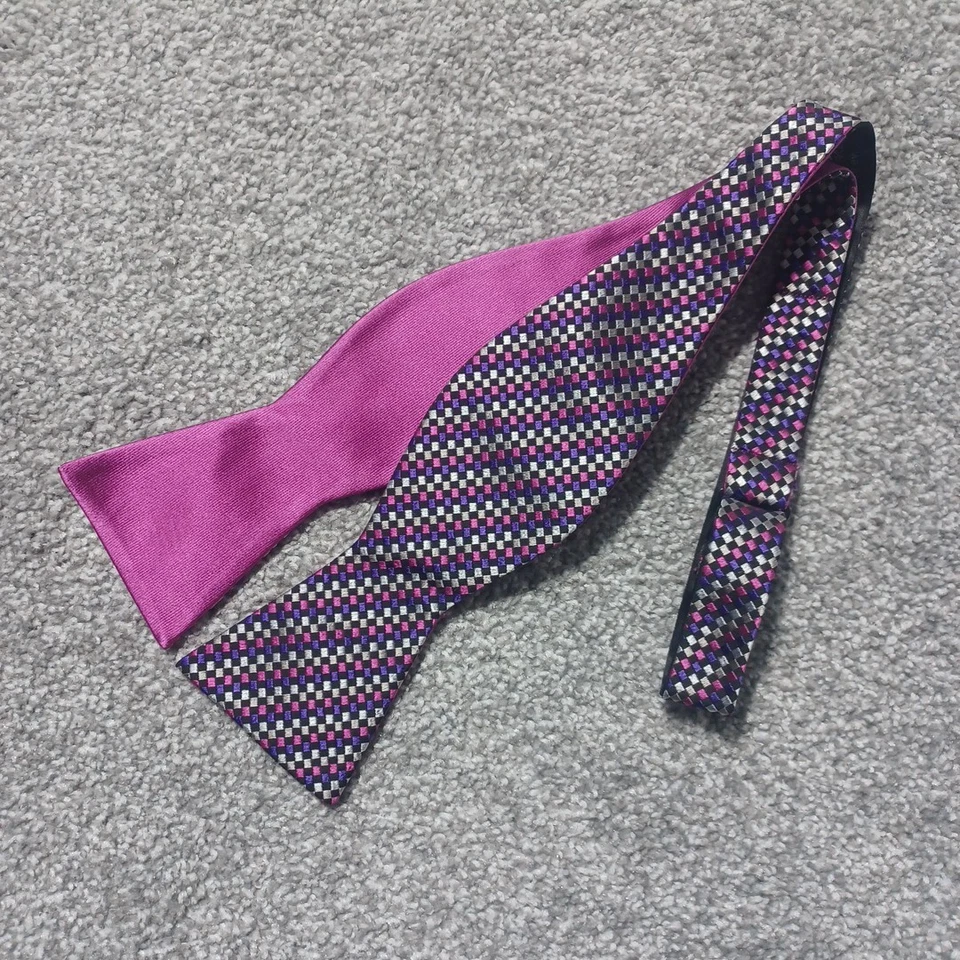 Pajarita reversible 100 % seda púrpura ajustable Foto 1 de 1