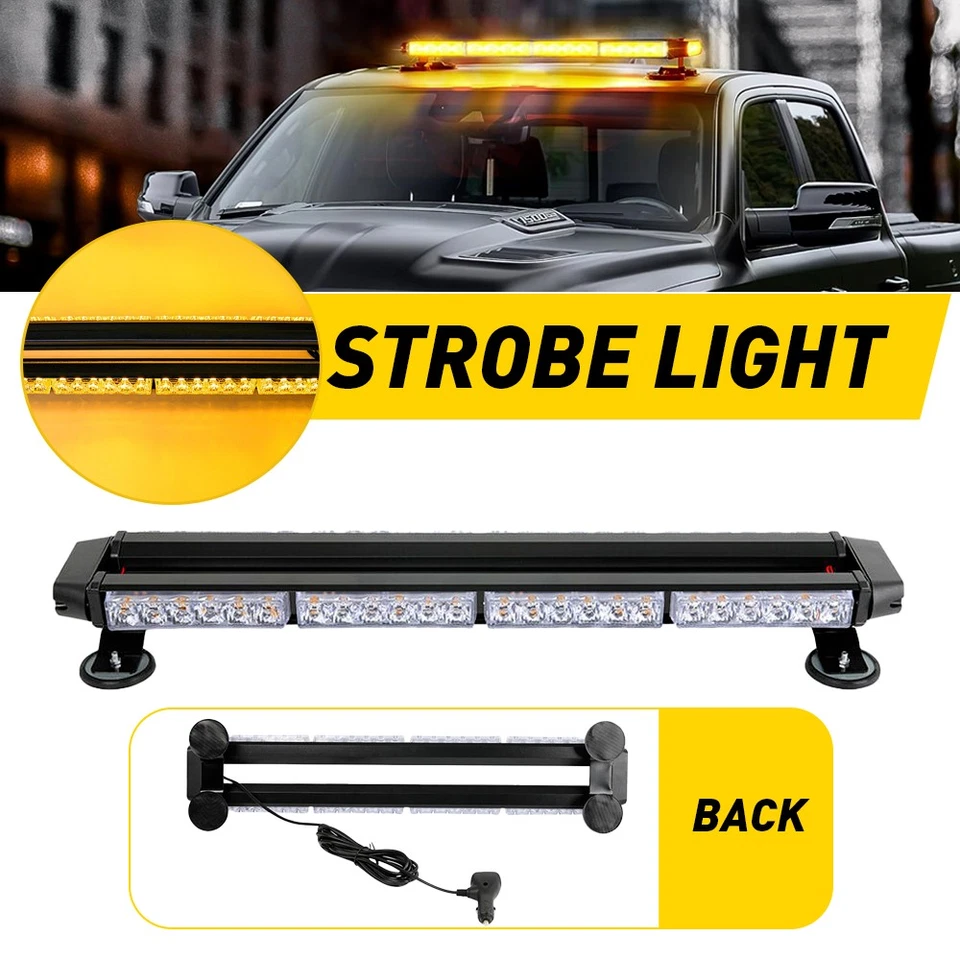 LED Emergency Strobe Light Bar Warning Rooftop Double Side Traffic Advisor-Amber — 第 1/4 张图片