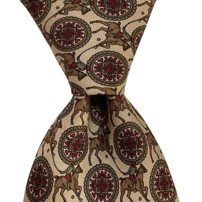 JOS. A. Corbata de Seda Colección BANK Para Hombre DE COLECCIÓN Diseñador EE. UU. CABALLOS Marrón Usada en Excelente Condición Foto 1 de 3