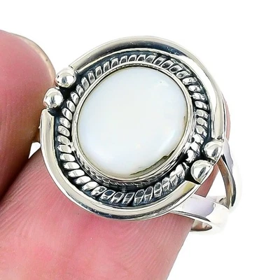 Anillo de boda natural madreperla plata esterlina maciza racimo hermana talla 8 Foto 1 de 4