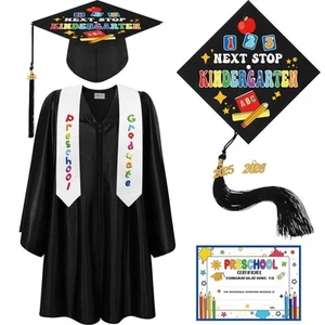 4 Pcs Kindergarten Preschool Graduation Cap and Gown with 2024 Tassel Graduat - Picture 1 of 7