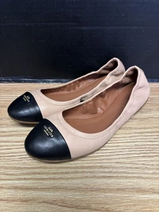 New Coach Bonnie Leather Ballerina Flats Women’s Nude Pink/Black #5166 - Picture 1 of 9