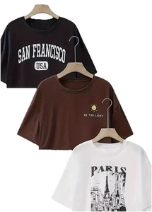 crop tops, T-shirt , for women, 3 pieces, women Clothing Top,Size L - Picture 1 of 1