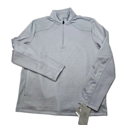Pullover térmico de golf PGA TOUR para hombre gris medio 1/4 cremallera elástico suave cálido NUEVO Foto 1 de 4