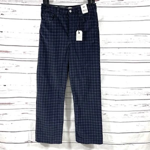 Levi's Pants Women’s 30 Blue/Gray Velvet Ribcage Straight Ankle High Rise Plaid - Picture 1 of 13