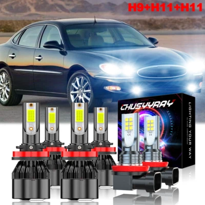 For Buick Allure 2005-2010 6x 6000K LED Headlight + Fog Light Bulbs Combo - Image 1 of 4