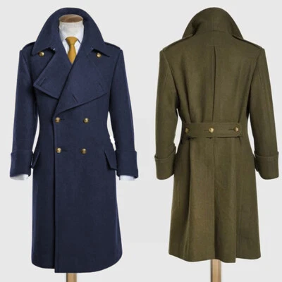 Men's Wool Long Overcoats Double Breasted Business Casual Winter Outerwear Coat - Image 1 of 4
